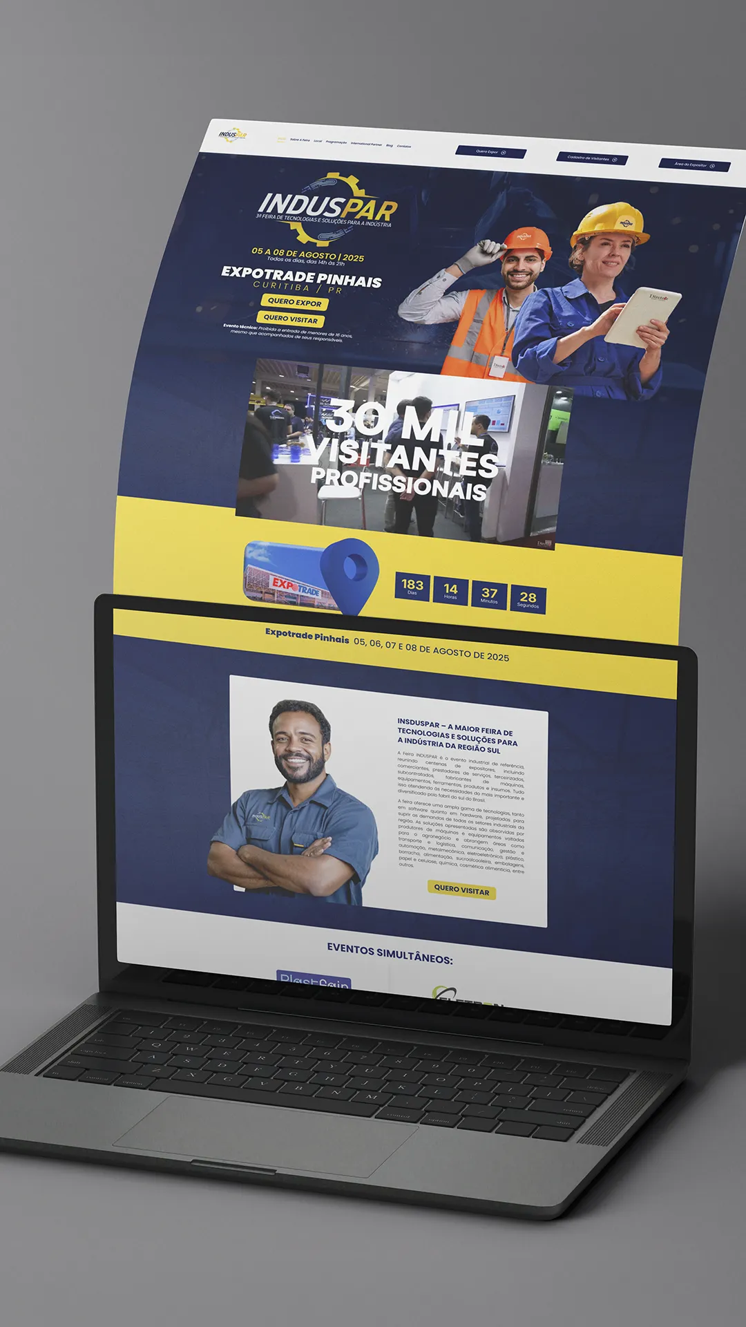 Web design para feiras e eventos: landing page Induspar - Diretriz Feiras