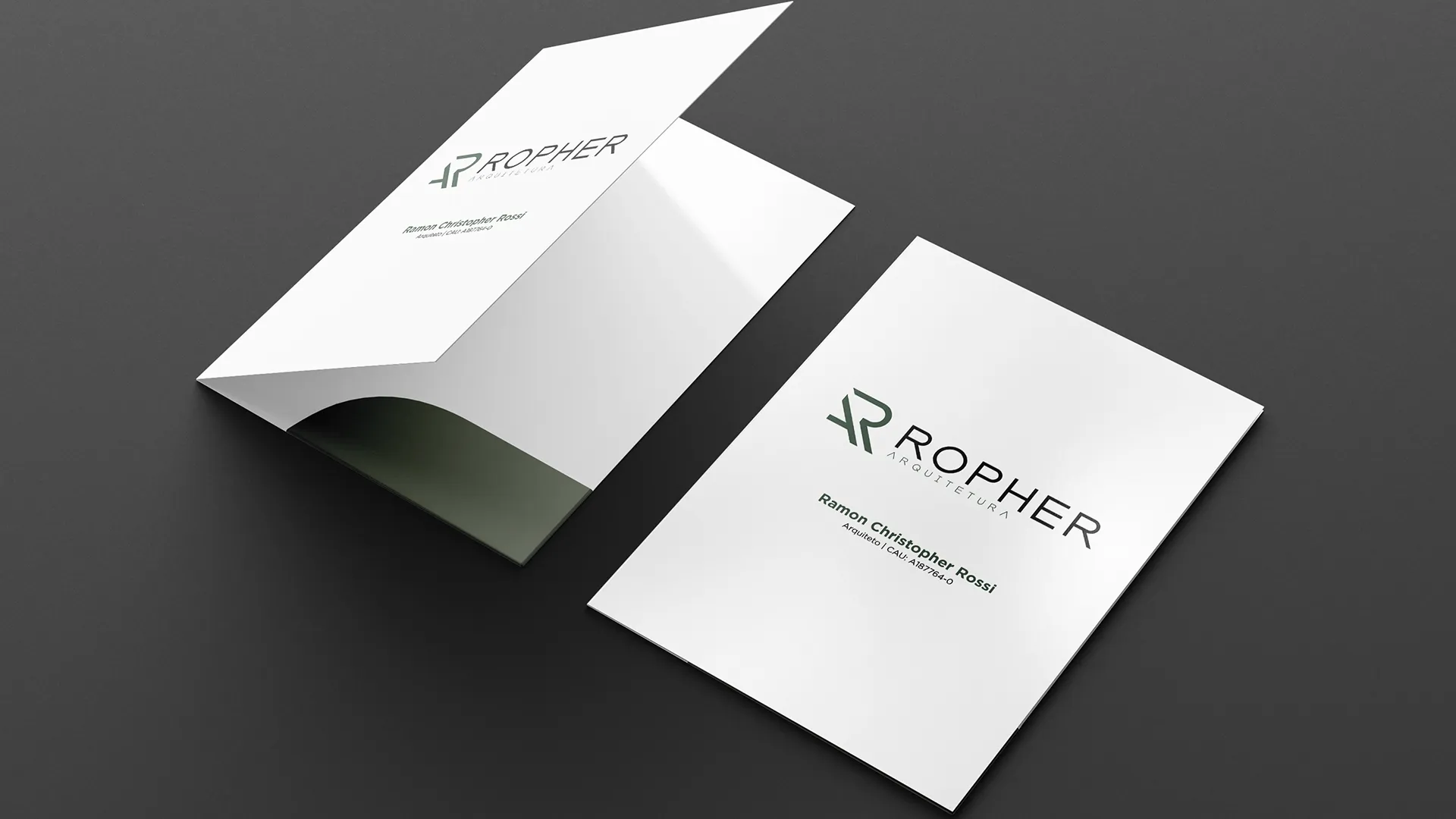 Design de uma pasta de papelaria institucional para escritório de arquitetura